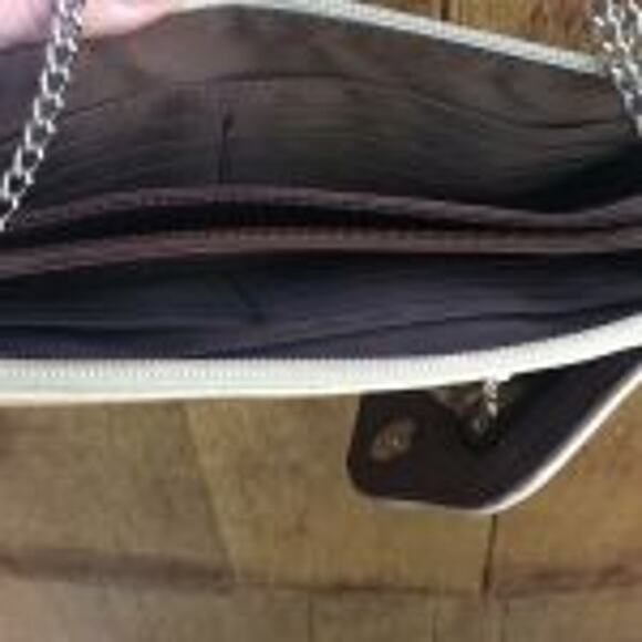 Rustic Couture Crossbody Wallet Cream Tan Chain Leather Western - Picture 5 of 8